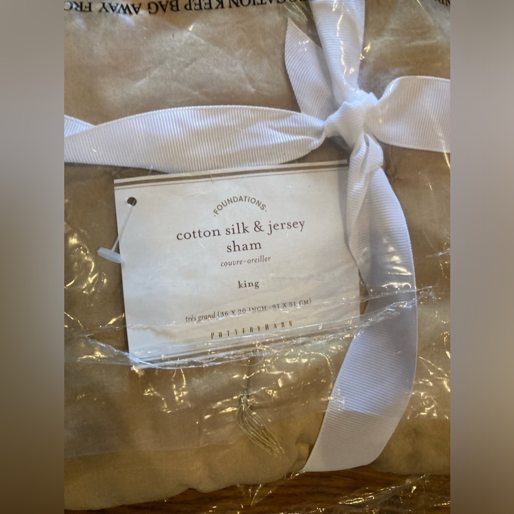 Pottery Barn Camel Brown Cotton Silk Jersey King Pillow Cover Sham New‎